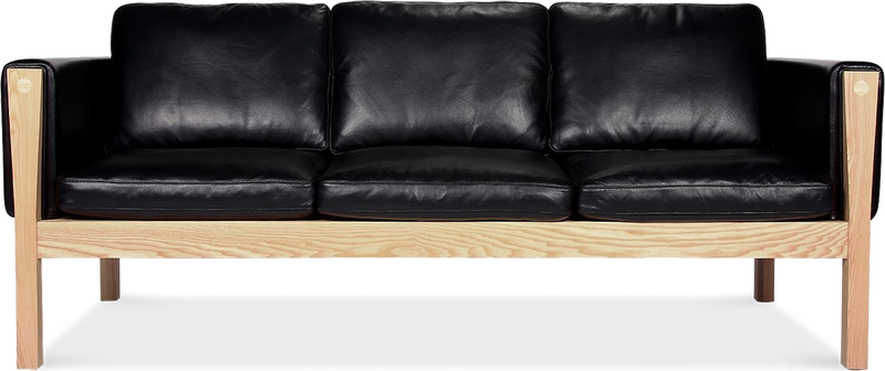CH163 3 seters sofa Ash Wood / Black