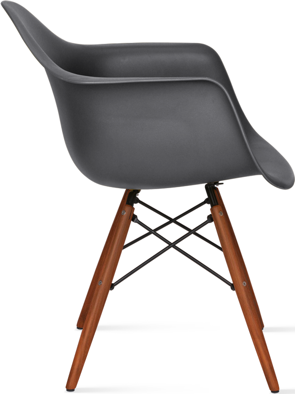 DAW Style Plastic Dining Chair Dark Wood / Basalt