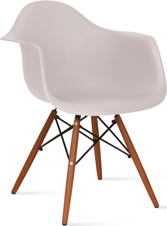 DAW Style Plastic Dining Chair Dark Wood / Cream
