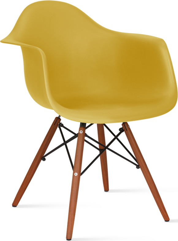 DAW Style Plastic Dining Chair Dark Wood / Mustard