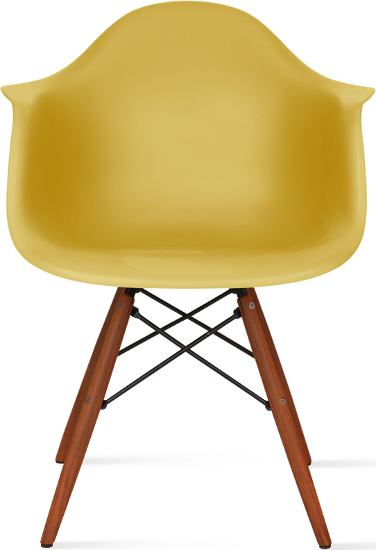 Chaise de salle à manger en plastique de style Daw Dark Wood / Mustard