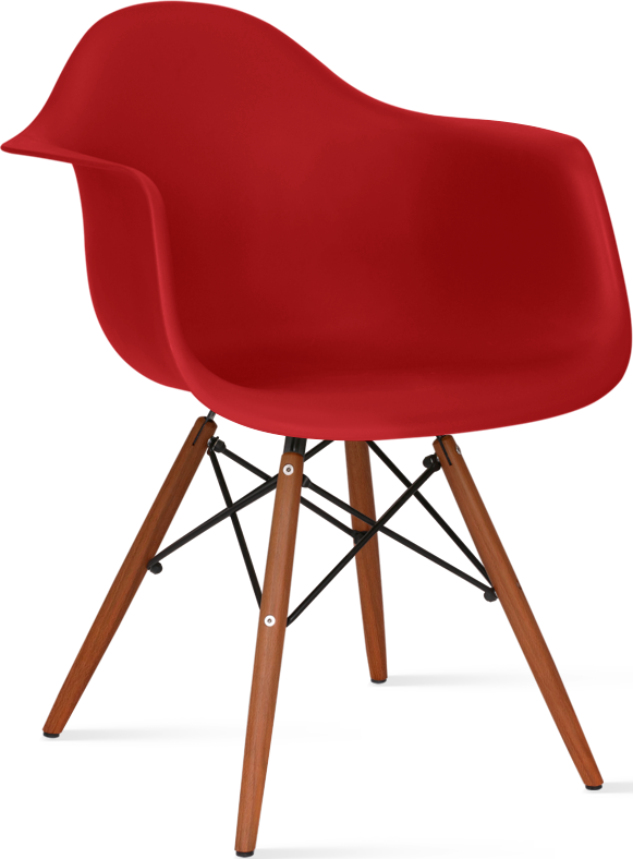 DAW Style Plastic Dining Chair Dark Wood / Red