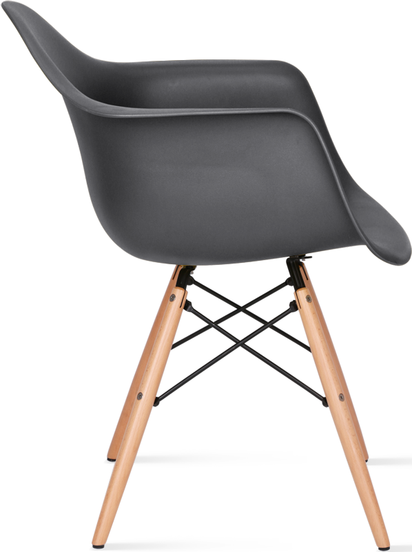 DAW Style Plastic Dining Chair Light Wood / Basalt