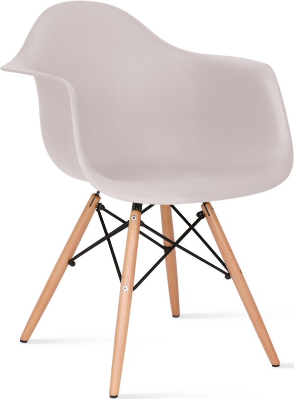 DAW Style Plastic Dining Chair Light Wood / Cream