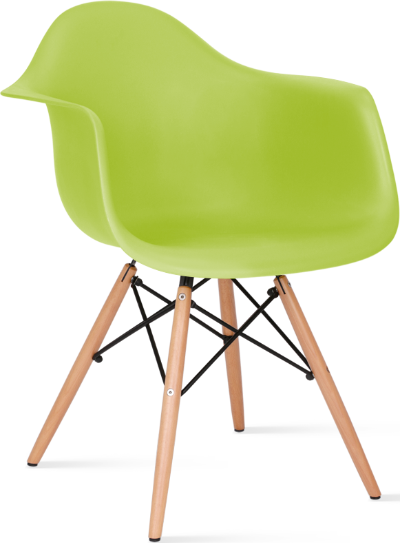 Chaise de salle à manger en plastique de style Daw Light Wood / Green