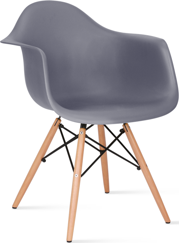 Chaise de salle à manger en plastique de style Daw Light Wood / Grey