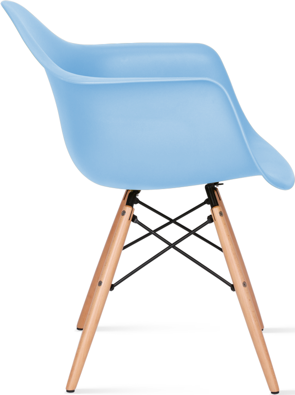 DAW Style Plastic Dining Chair Light Wood / Light Blue