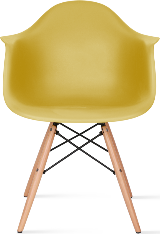 DAW Style Plastic Dining Chair Light Wood / Mustard