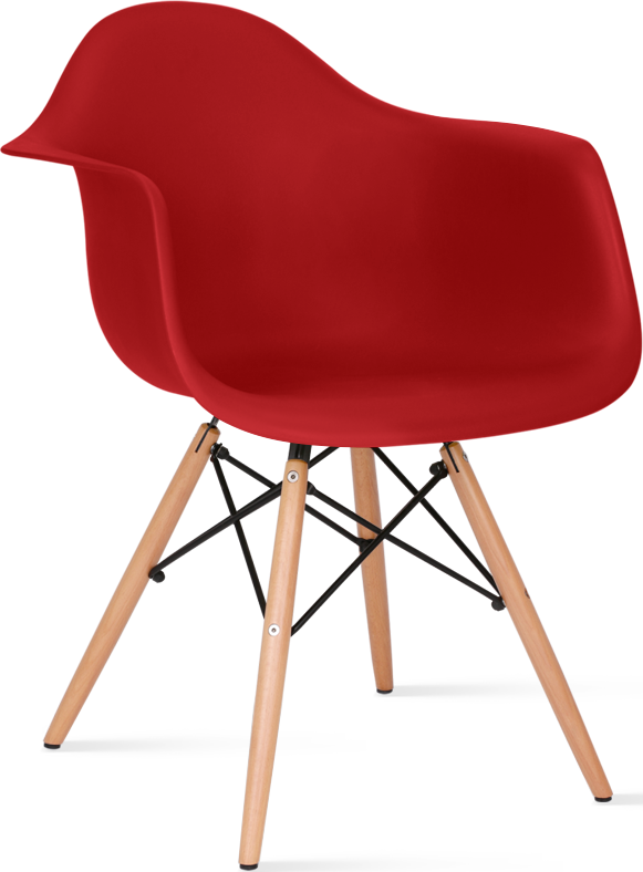 DAW Style Plastic Dining Chair Light Wood / Red