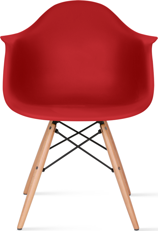 Chaise de salle à manger en plastique de style Daw Light Wood / Red