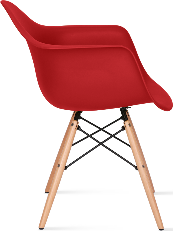 Chaise de salle à manger en plastique de style Daw Light Wood / Red