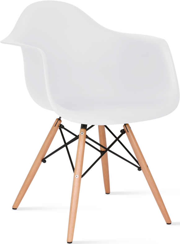 Chaise de salle à manger en plastique de style Daw Light Wood / White