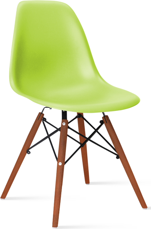 DSW Style Chair Dark Wood / Green
