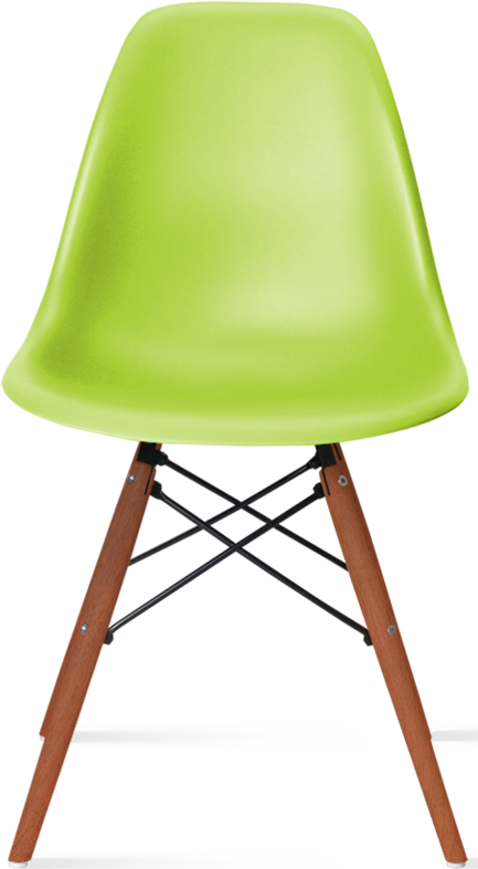DSW Style Chair Dark Wood / Green