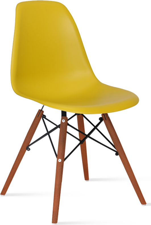 DSW Style Chair Dark Wood / Mustard