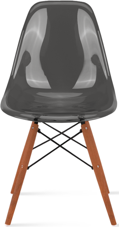 DSW Style Transparent Chair Dark Wood / Basalt