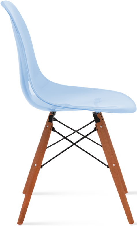 DSW Style Transparent Chair Dark Wood / Light Blue