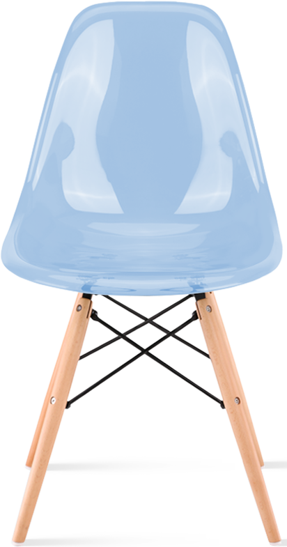 DSW Style Transparent Chair Light Wood / Light Blue