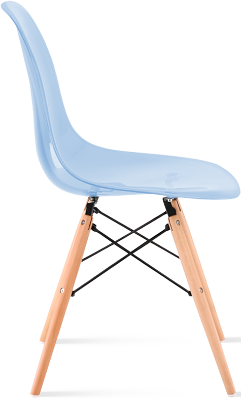 DSW Style Transparent Chair Light Wood / Light Blue