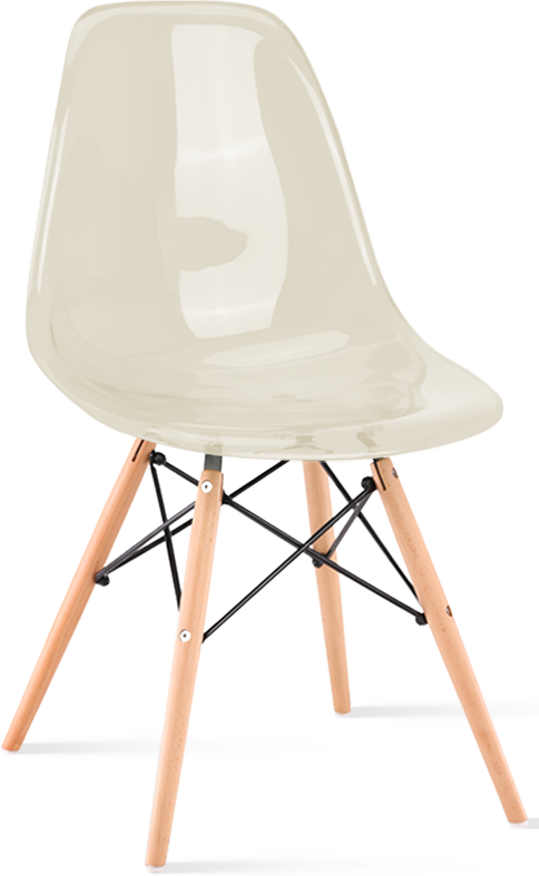DSW Style Transparent Chair Light Wood / Cream