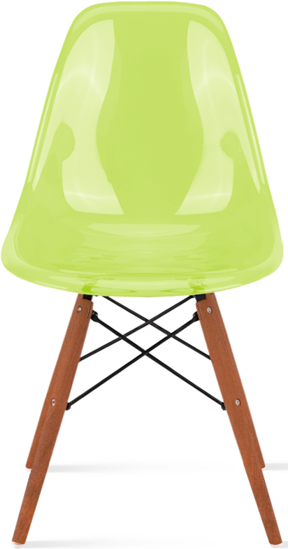 DSW Style Transparent Chair Dark Wood / Green