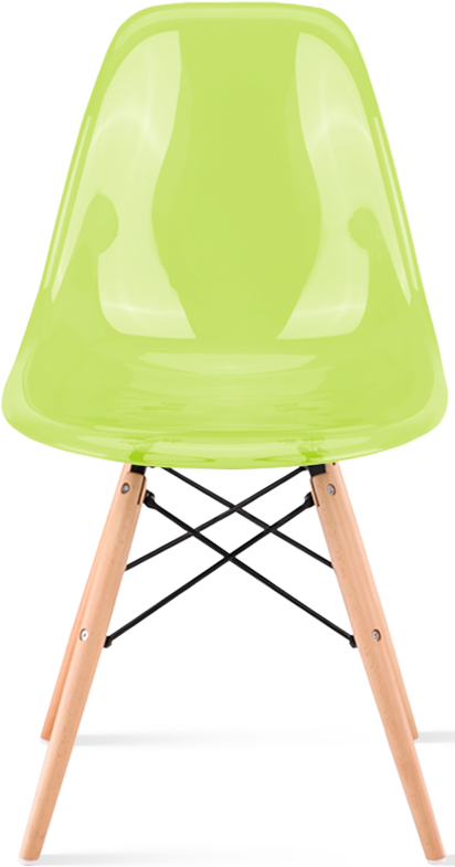 DSW Style Transparent Chair Light Wood / Green