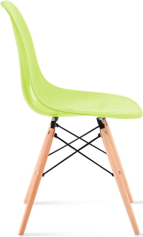 DSW Style Transparent Chair Light Wood / Green