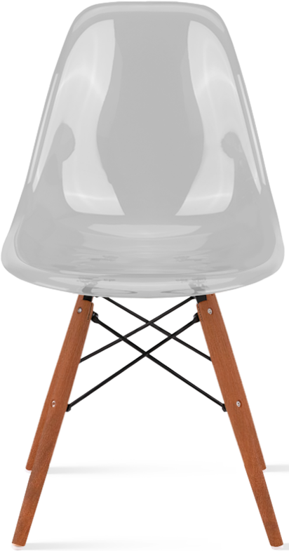 DSW Style Transparent Chair Dark Wood / Grey Transparent