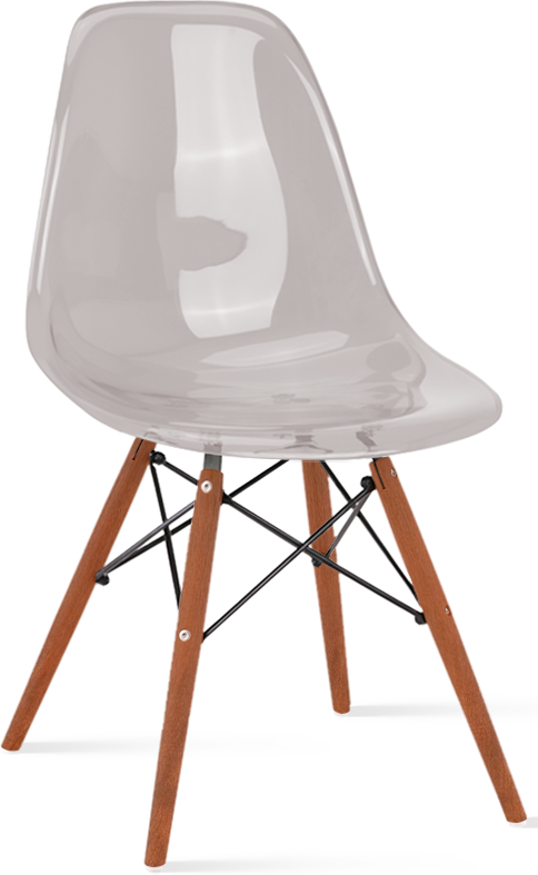 DSW Style Transparent Chair Dark Wood / Light Grey