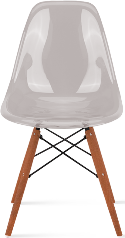 DSW Style Transparent Chair Dark Wood / Light Grey