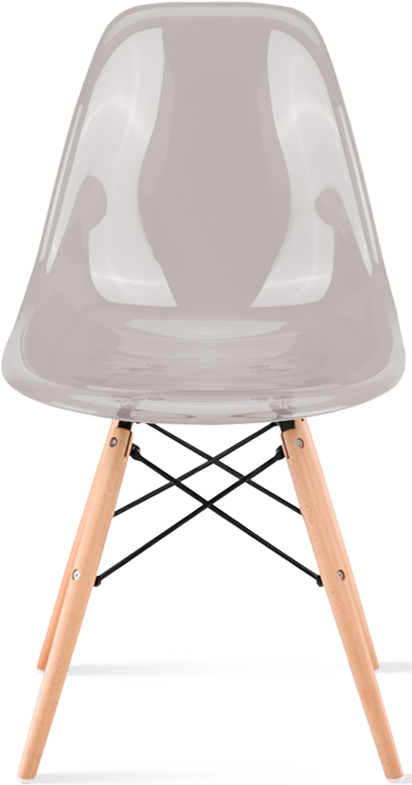 DSW Style Transparent Chair Light Wood / Light Grey