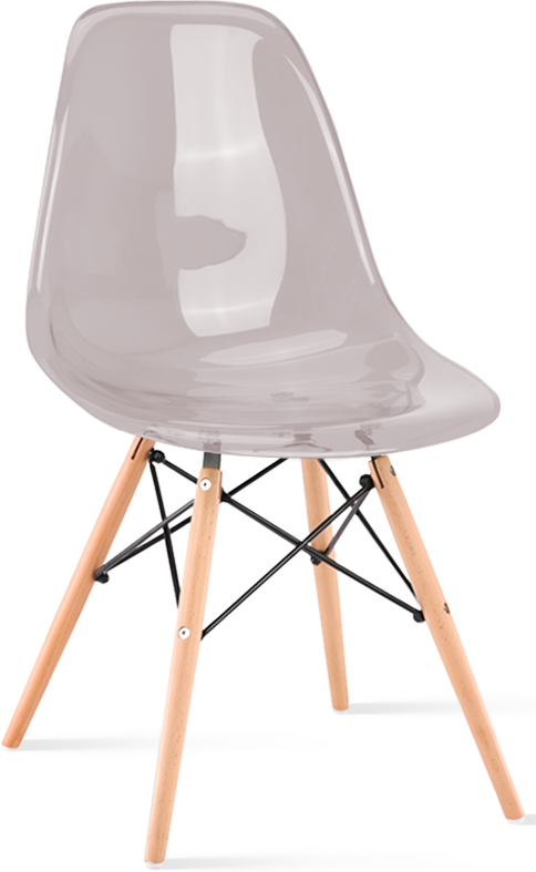 DSW Style Transparent Chair Light Wood / Mauve