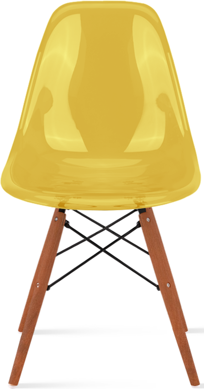 DSW Style Transparent Chair Dark Wood / Mustard