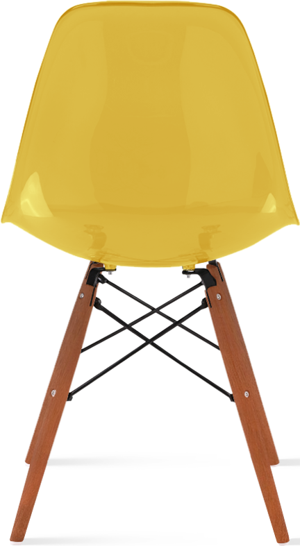 Chaise transparente de style DSW Dark Wood / Mustard