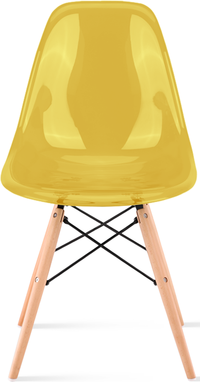 DSW Style Transparent Chair Light Wood / Mustard