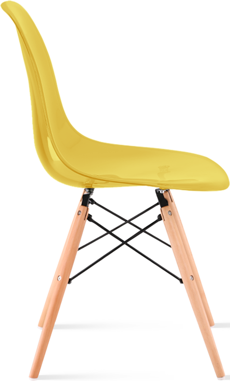 DSW Style Transparent Chair Light Wood / Mustard