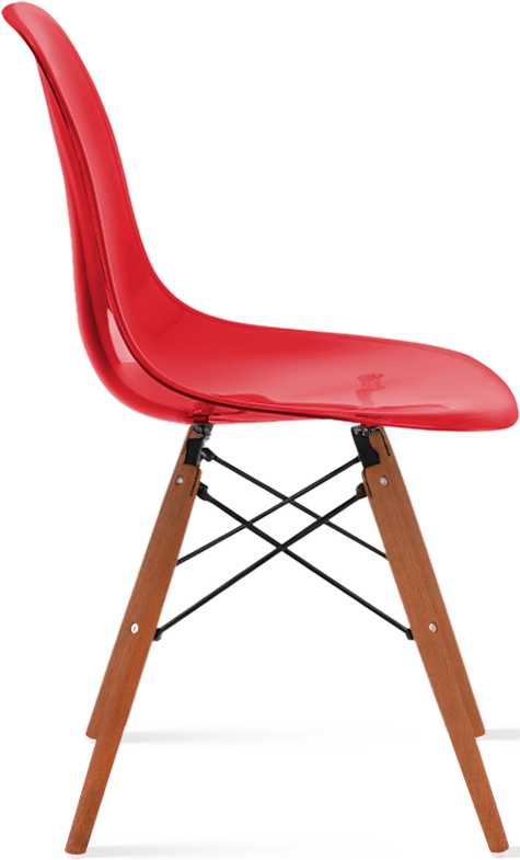 DSW Style Transparent Chair Dark Wood / Red