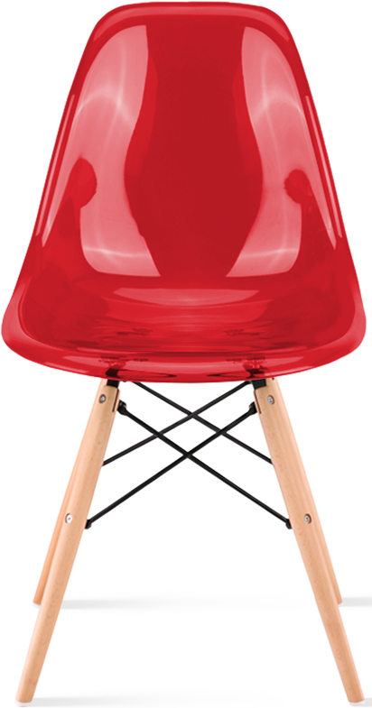 DSW Style Transparent Chair Light Wood / Red