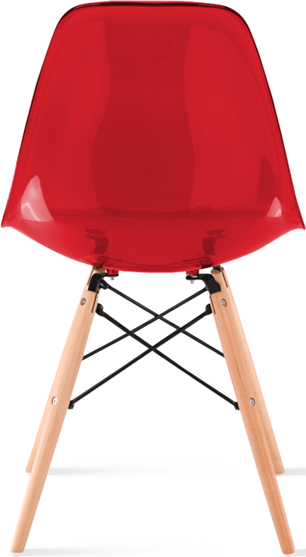 DSW Style Transparent Chair Light Wood / Red