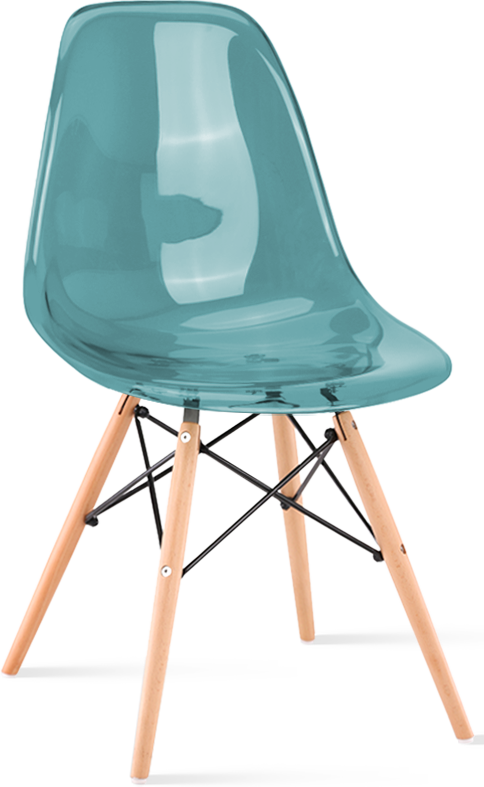 DSW Style Transparent Chair Light Wood / Teal
