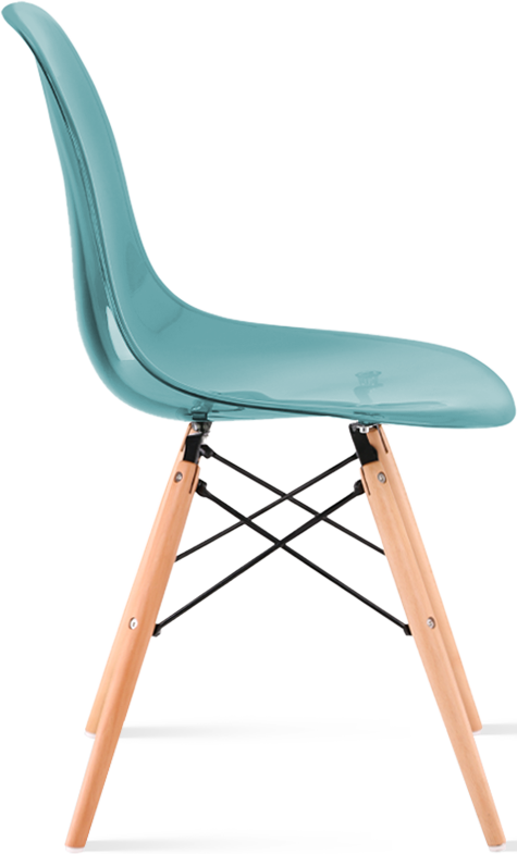 DSW Style Transparent Chair Light Wood / Teal