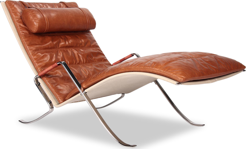 FK87 Style Grasshopper Lounge Chair Dark Tan