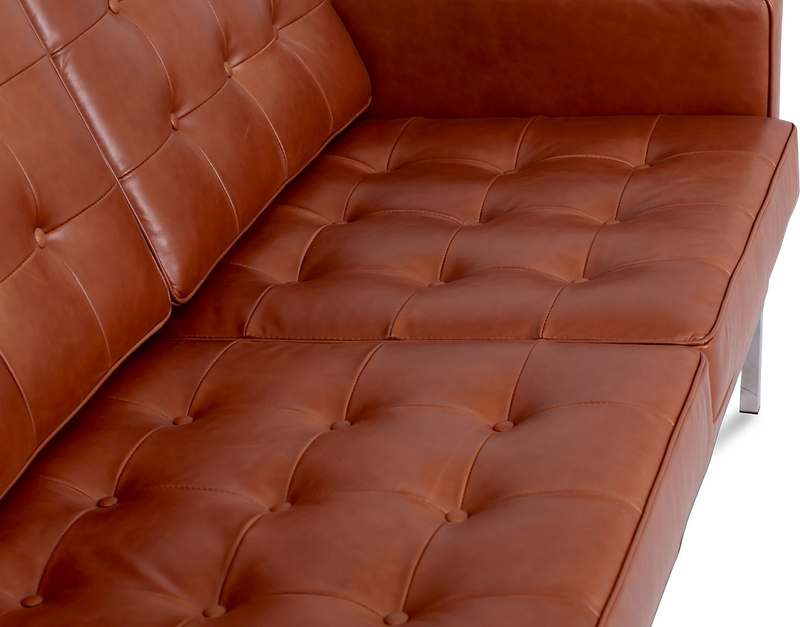 Knoll 3 seter sofa Premium Leather / Dark Tan