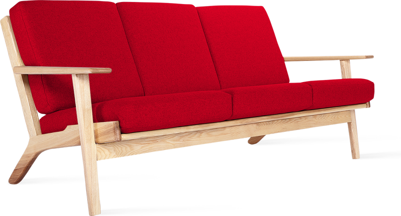 GE 290 planke 3 seters sofa Ash Wood / Deep Red