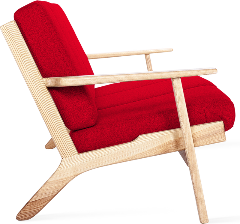 GE 290 Plank 3 Seater Sofa Ash Wood / Deep Red