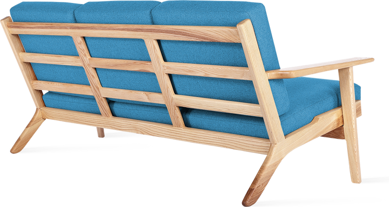GE 290 Plank 3 Seater Sofa Ash Wood / Morocan Blue