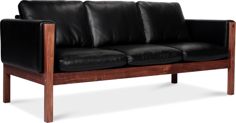 CH163 3 Seater Sofa American Walnut / Black