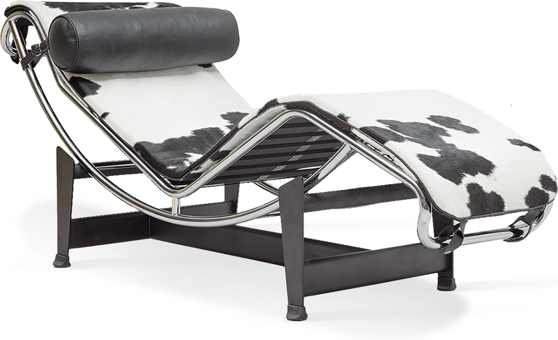 Chaise longue de style lc4 Premium Leather / Black + White