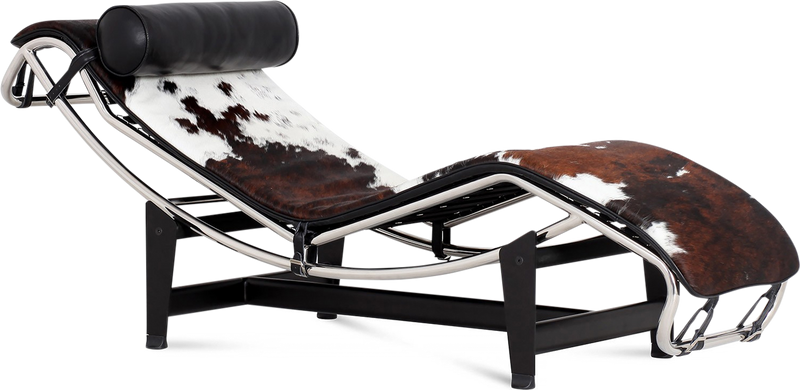 LC4 -Style Chaise Longue Premium Leather / Brown + White + Black